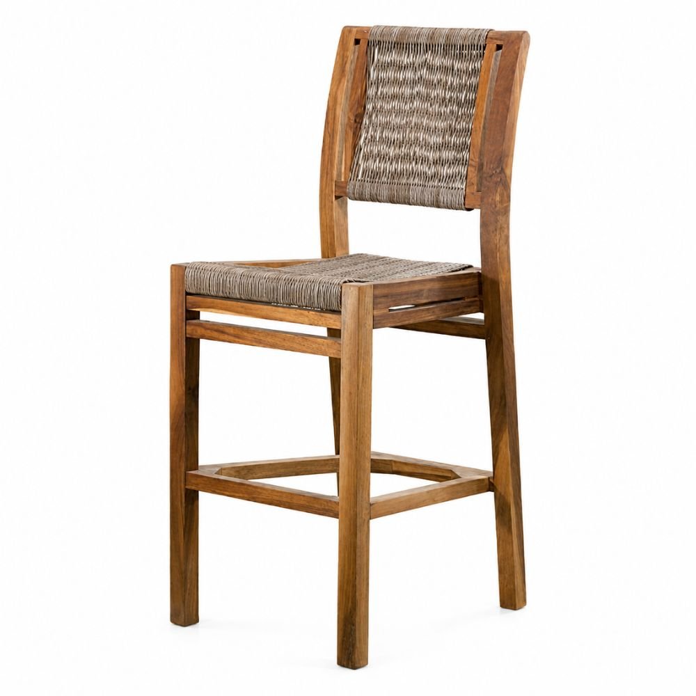 Banco Barra para Terraza - NOGAL BEAT NETIZA - Varios Colores - Madera Teca y Polyrattan - BANCO BARRA NETIZA 69-111 Banana - CAMCO - NOGAL BEAT - Banco de Terraza