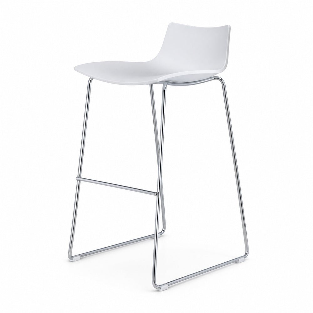 Banco Comercial con Asiento - VERSA STYLE - Estructura Blanco - Altura 76 cm - Polipropileno Color Blanco - AL-3023B - VERSA - NOGAL BEAT - Banco Comercial