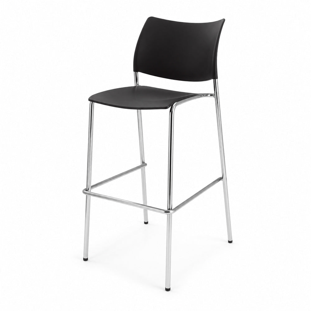 Banco Comercial para Bar Estibable - VERSA STYLE - Varios Colores - Altura 107 cm - Cuatro Patas Terminado en Cromo - AL-3019 - VERSA - NOGAL BEAT - Banco Comercial