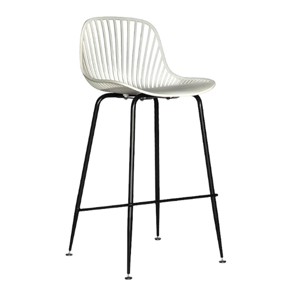 Banco comercial medio Albar PL-70 MED con asiento de polipropileno y estructura metálica negra