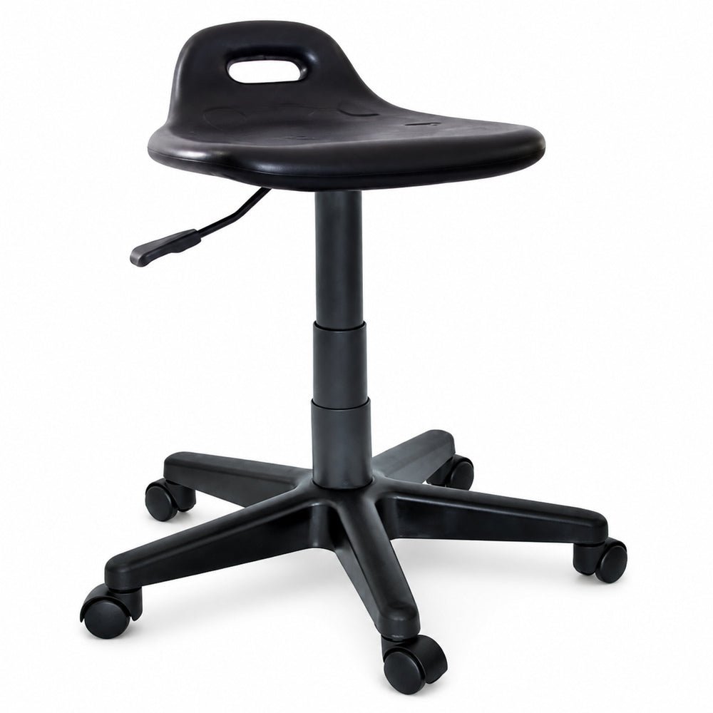 Banco de Oficina Industrial Ergonómico - VERSA ALTUS NIUM - Estructura Aluminio - Altura 47.5 a 60.5 cm - Asiento Cola de Pato con Acojinamiento Pu Soporte - AL-195 - VERSA - NOGAL BEAT - Silla Industrial