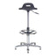 Banco de Oficina Kit Cajero Ergonómico - VERSA ALTUS PLAK NIUM - Estructura Aluminio - Altura 52 a 78 cm - Asiento Cola de Pato con Acojinamiento Pu Soporte - AL-192 - VERSA - NOGAL BEAT - Silla Kit Cajero
