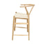 Banco bajo Kingstrong Micerino con asiento de cuerda trenzada natural y estructura de madera sólida