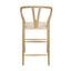 Banco bajo Kingstrong Micerino con asiento de cuerda trenzada natural y estructura de madera sólida