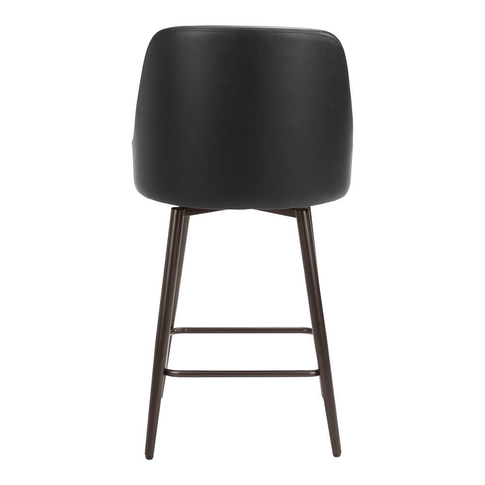 Banco Mostrador para Bar y Barra - ZUO KEPPEL - Varios Colores - Asiento y Respaldo Tapizados en Piel Sintética - 109973 - Zuo - NOGAL BEAT - Banco Comercial