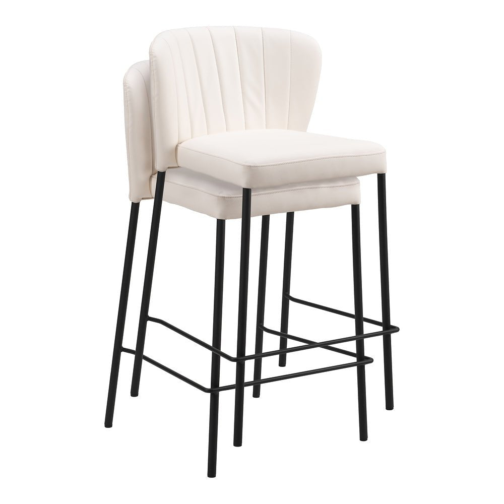 Banco Mostrador para Bar y Barra - ZUO LINZ - Varios Colores - Asiento y Respaldo Tapizados en Piel Sintética - 109780 - Zuo - NOGAL BEAT - Banco Comercial