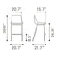 Banco Mostrador para Bar y Barra - ZUO MAGNUS 53x55 101409 - Varios Colores - Asiento y Respaldo Tapizados en Piel Sintética - 101409 - Zuo - NOGAL BEAT - Banco Comercial