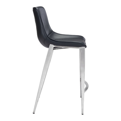 Banco Mostrador para Bar y Barra - ZUO MAGNUS 53x55 101409 - Varios Colores - Asiento y Respaldo Tapizados en Piel Sintética - 101409 - Zuo - NOGAL BEAT - Banco Comercial