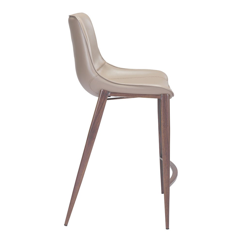 Banco Mostrador para Bar y Barra - ZUO MAGNUS 53x55 101410 - Varios Colores - Asiento y Respaldo Tapizados en Piel Sintética - 101410 - Zuo - NOGAL BEAT - Banco Comercial