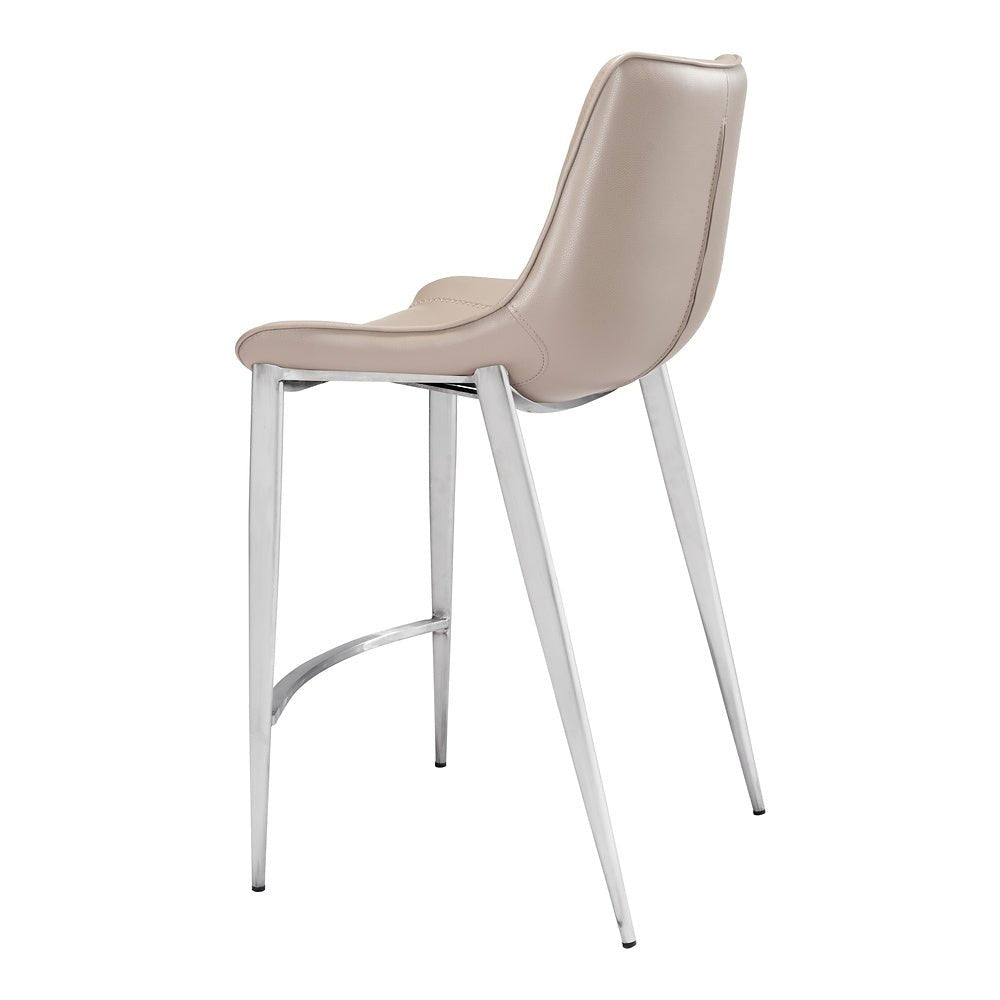 Banco Mostrador para Bar y Barra - ZUO MAGNUS 53x55 102028 - Varios Colores - Asiento y Respaldo Tapizados en Piel Sintética - 102028 - Zuo - NOGAL BEAT - Banco Comercial
