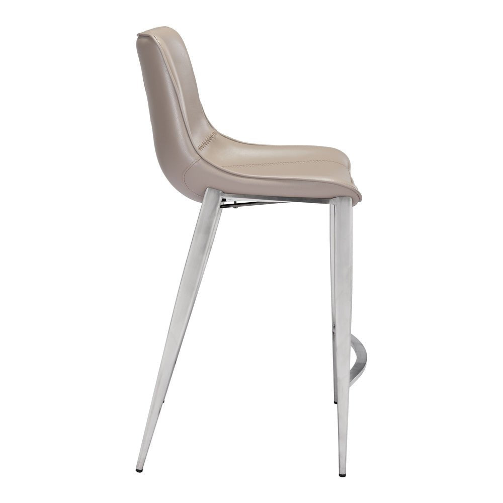 Banco Mostrador para Bar y Barra - ZUO MAGNUS 53x55 102028 - Varios Colores - Asiento y Respaldo Tapizados en Piel Sintética - 102028 - Zuo - NOGAL BEAT - Banco Comercial