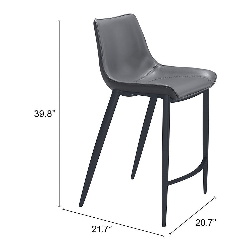 Banco Mostrador para Bar y Barra - ZUO MAGNUS 53x55 109392 - Varios Colores - Asiento y Respaldo Tapizados en Piel Sintética - 109392 - Zuo - NOGAL BEAT - Banco Comercial