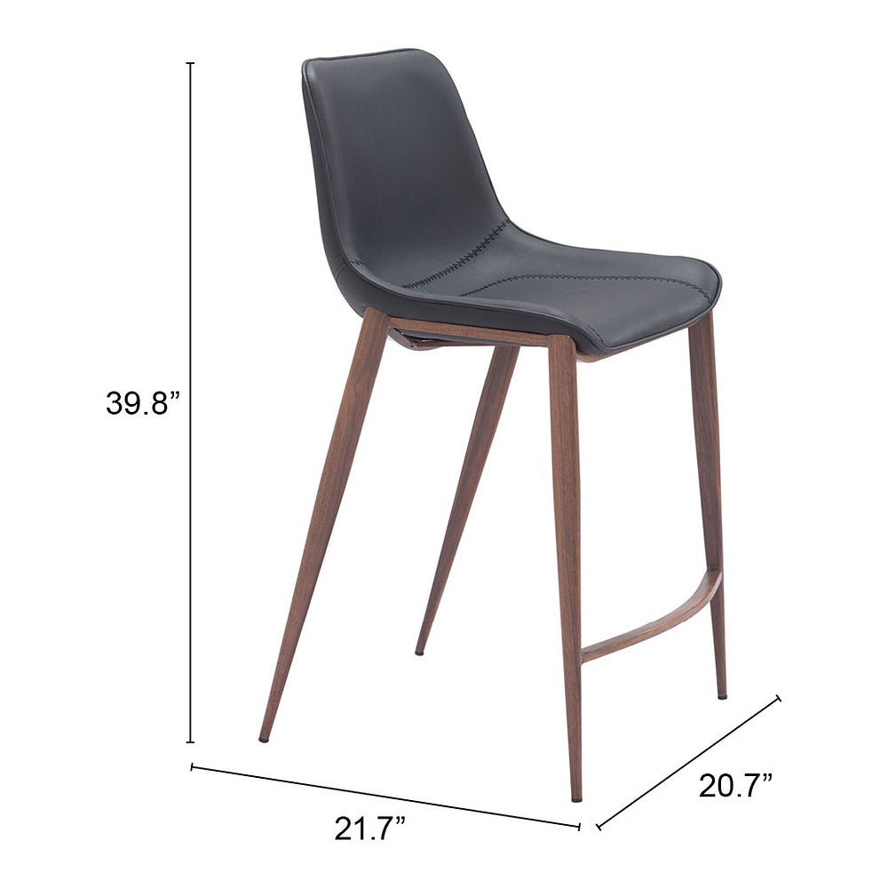 Banco Mostrador para Bar y Barra - ZUO MAGNUS 53x55 109935 - Varios Colores - Asiento y Respaldo Tapizados en Piel Sintética - 109935 - Zuo - NOGAL BEAT - Banco Comercial