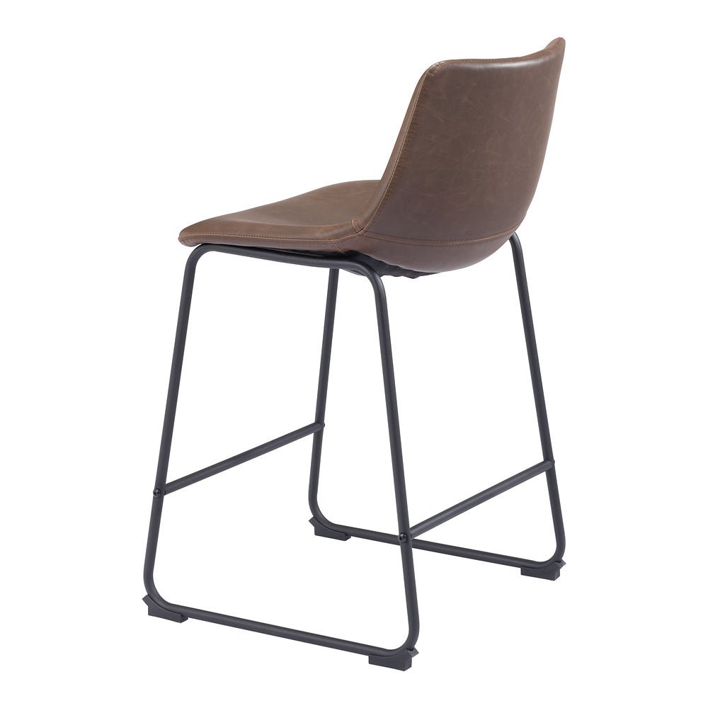 Banco Mostrador para Bar y Barra - ZUO SMART - Varios Colores - Asiento y Respaldo Tapizados en Piel Sintética - 109323 - Zuo - NOGAL BEAT - Banco Comercial