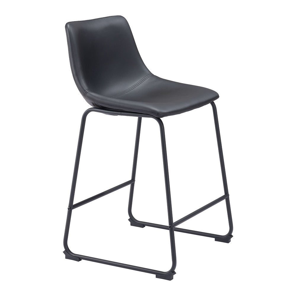 Banco Mostrador para Bar y Barra - ZUO SMART - Varios Colores - Asiento y Respaldo Tapizados en Piel Sintética - 109649 - Zuo - NOGAL BEAT - Banco Comercial