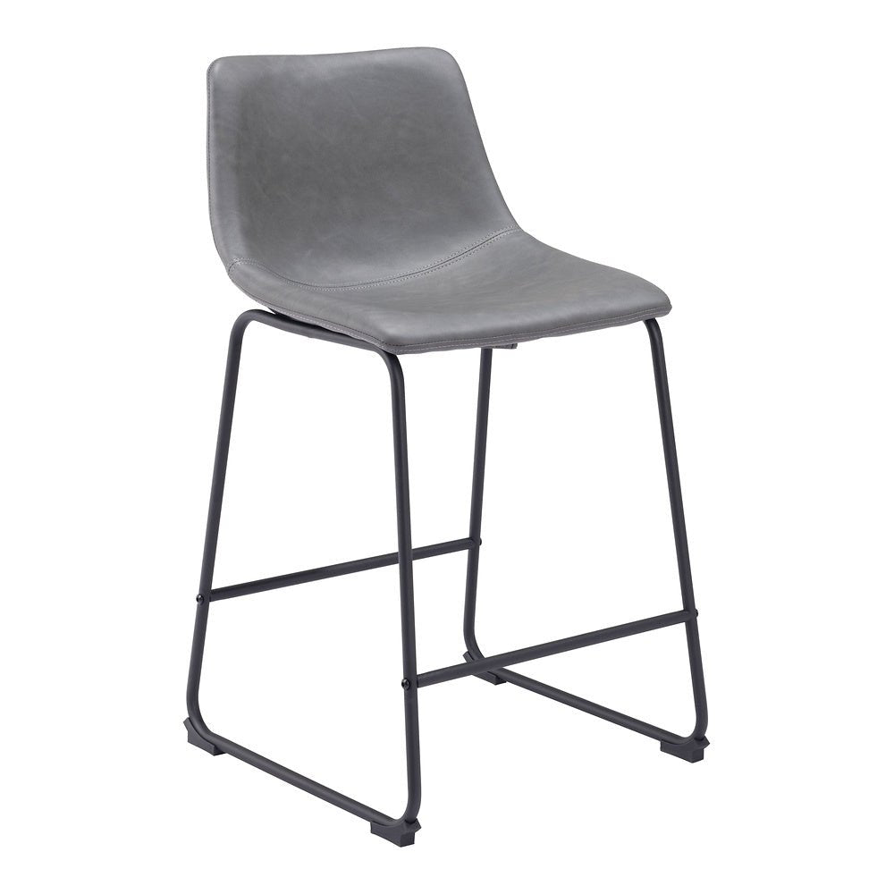 Banco Mostrador para Bar y Barra - ZUO SMART - Varios Colores - Asiento y Respaldo Tapizados en Piel Sintética - 109324 - Zuo - NOGAL BEAT - Banco Comercial