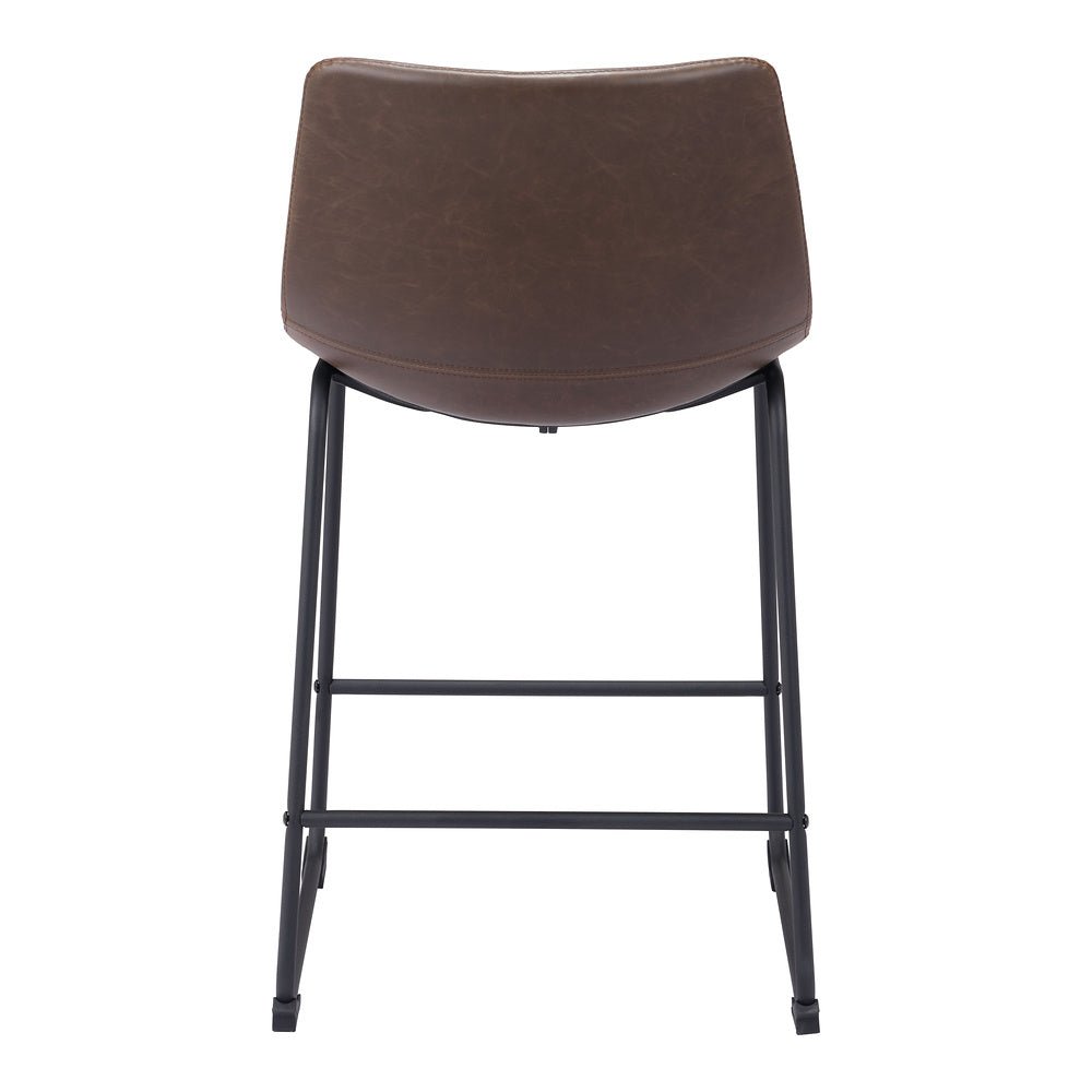 Banco Mostrador para Bar y Barra - ZUO SMART - Varios Colores - Asiento y Respaldo Tapizados en Piel Sintética - 109323 - Zuo - NOGAL BEAT - Banco Comercial