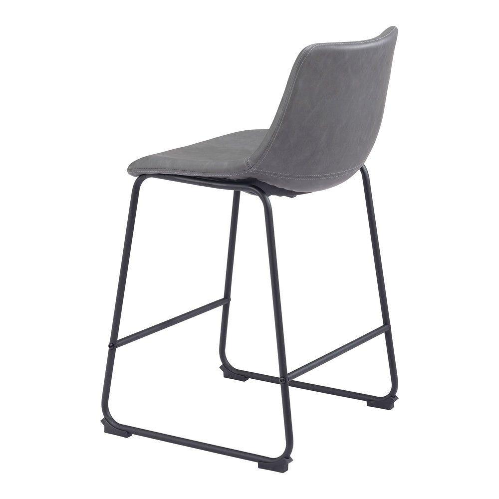 Banco Mostrador para Bar y Barra - ZUO SMART - Varios Colores - Asiento y Respaldo Tapizados en Piel Sintética - 109324 - Zuo - NOGAL BEAT - Banco Comercial