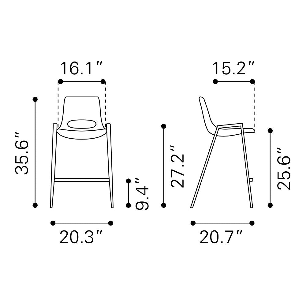 Banco Mostrador para Barra de Hotel - ZUO DESI 52x53 101692 - Varios Colores - Asiento y Respaldo Tapizados en Piel Sintética - 101692 - Zuo - NOGAL BEAT - Banco Comercial