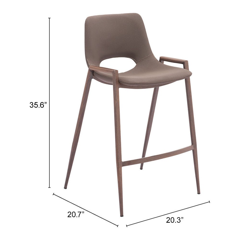 Banco Mostrador para Barra de Hotel - ZUO DESI 52x53 109732 - Varios Colores - Asiento y Respaldo Tapizados en Piel Sintética - 109732 - Zuo - NOGAL BEAT - Banco Comercial