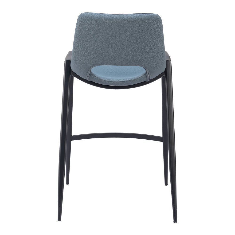 Banco Mostrador para Barra de Hotel - ZUO DESI - Gris Azulado - Asiento y Respaldo Tapizados en Piel Sintética - 109539 - Zuo - NOGAL BEAT - Banco Comercial