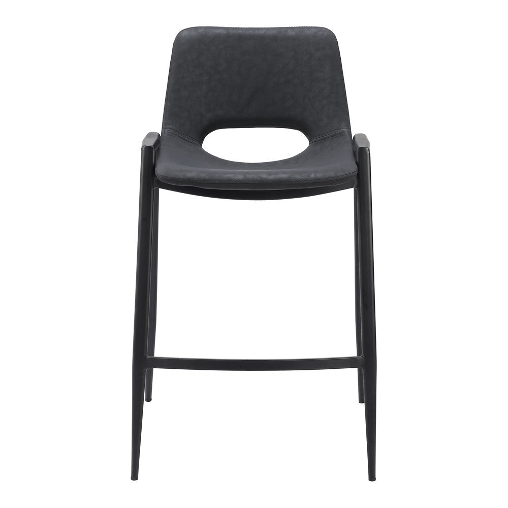 Banco Mostrador para Barra de Hotel - ZUO DESI - Negro - Asiento y Respaldo Tapizados en Piel Sintética - 109537 - Zuo - NOGAL BEAT - Banco Comercial