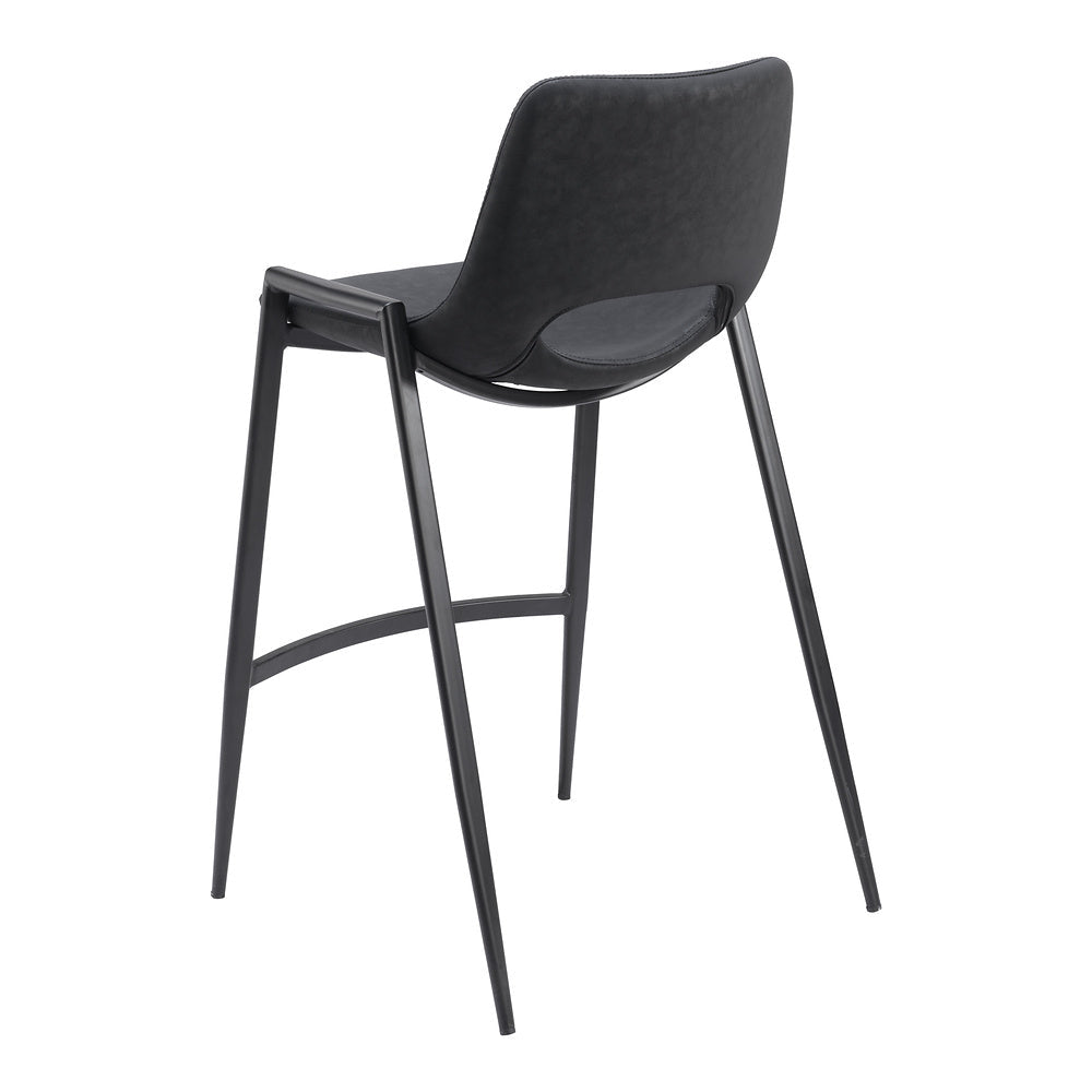 Banco Mostrador para Barra de Hotel - ZUO DESI - Negro - Asiento y Respaldo Tapizados en Piel Sintética - 109537 - Zuo - NOGAL BEAT - Banco Comercial