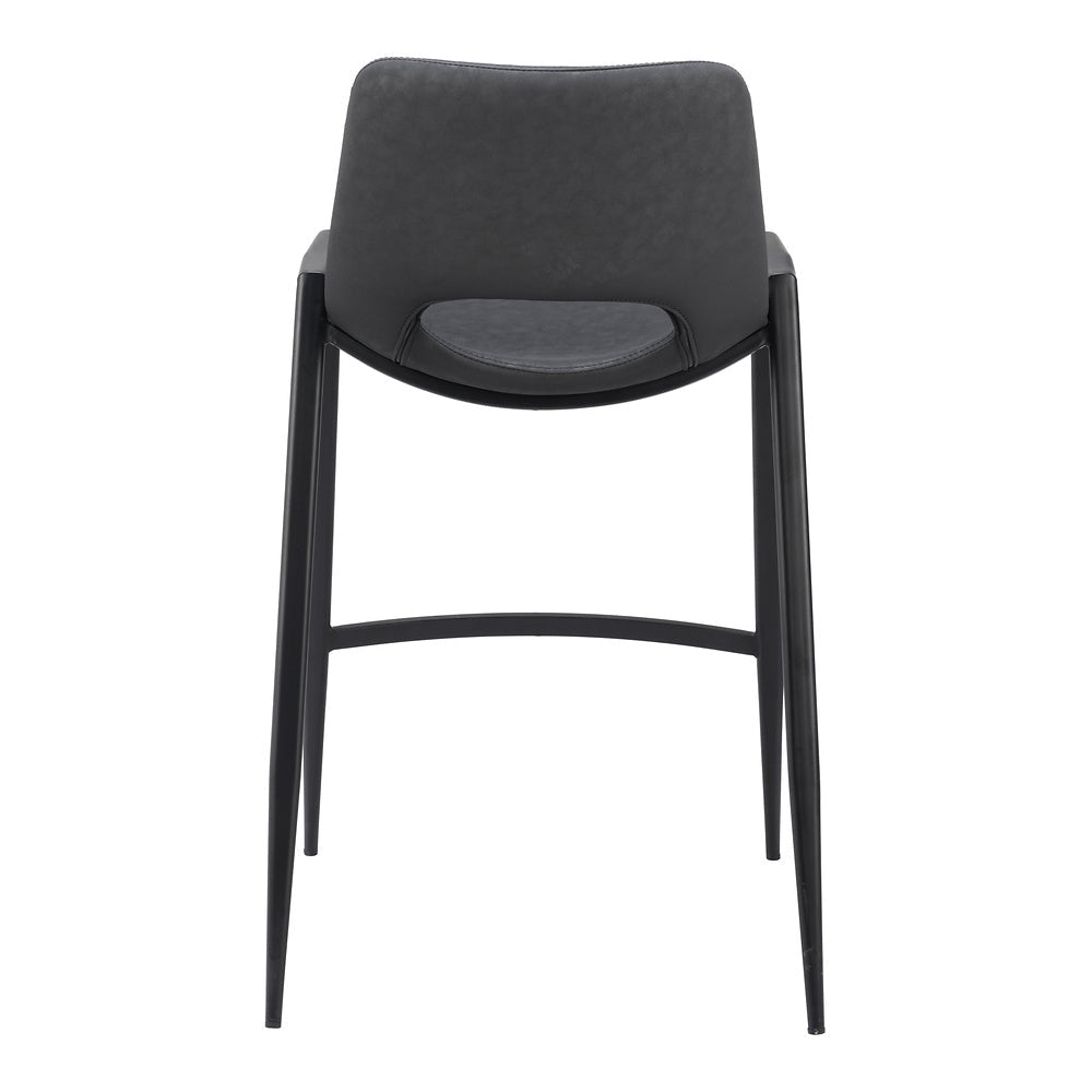 Banco Mostrador para Barra de Hotel - ZUO DESI - Negro - Asiento y Respaldo Tapizados en Piel Sintética - 109537 - Zuo - NOGAL BEAT - Banco Comercial