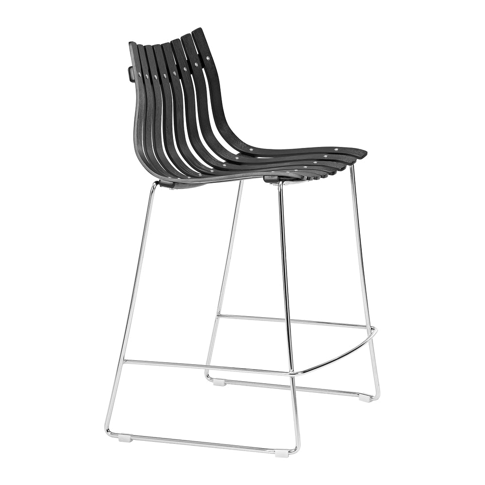 Banco Mostrador para Bistró - ZUO BEAUFORT - Negro - Asiento y Estructura en Madera de Ingeniería - 111177 - Zuo - NOGAL BEAT - Banco Comercial