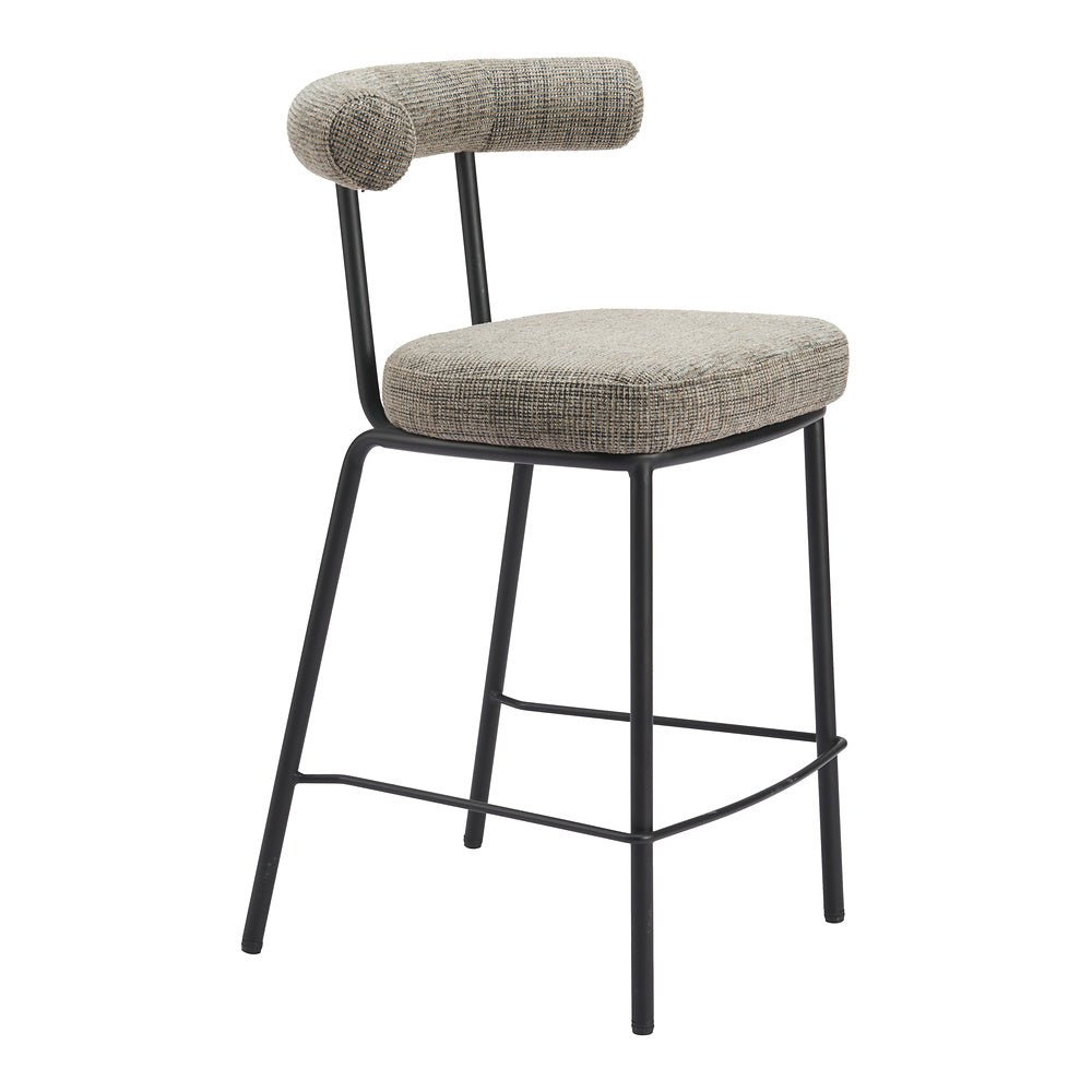 Banco Mostrador para Cafetería - ZUO KEDE - Verde Tweed - Asiento y Respaldo Tapizados - 110099 - Zuo - NOGAL BEAT - Banco Comercial
