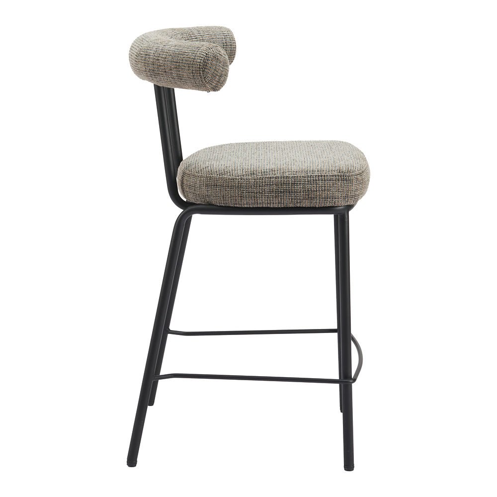 Banco Mostrador para Cafetería - ZUO KEDE - Verde Tweed - Asiento y Respaldo Tapizados - 110099 - Zuo - NOGAL BEAT - Banco Comercial