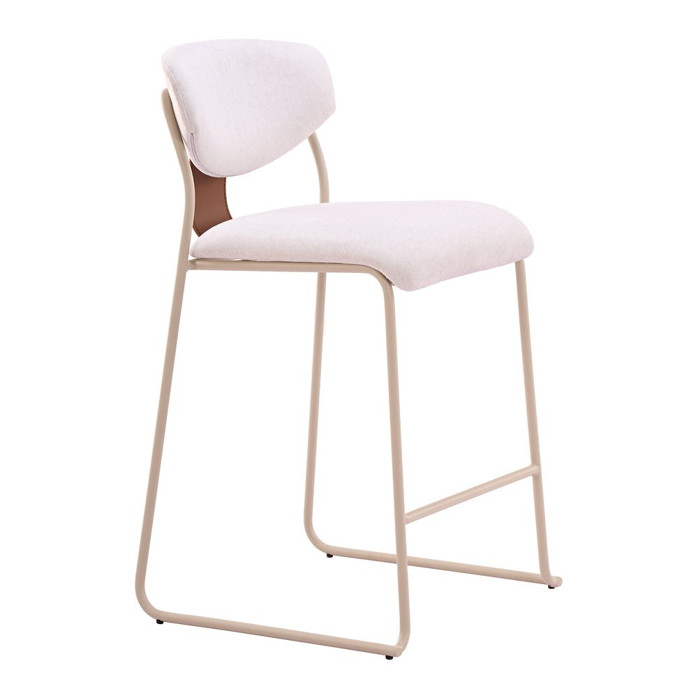 Banco Mostrador para Cafetería - ZUO MEADOW - Blanco Nube - Asiento y Respaldo Tapizados en Piel Sintética - 111213 - Zuo - NOGAL BEAT - Banco Comercial