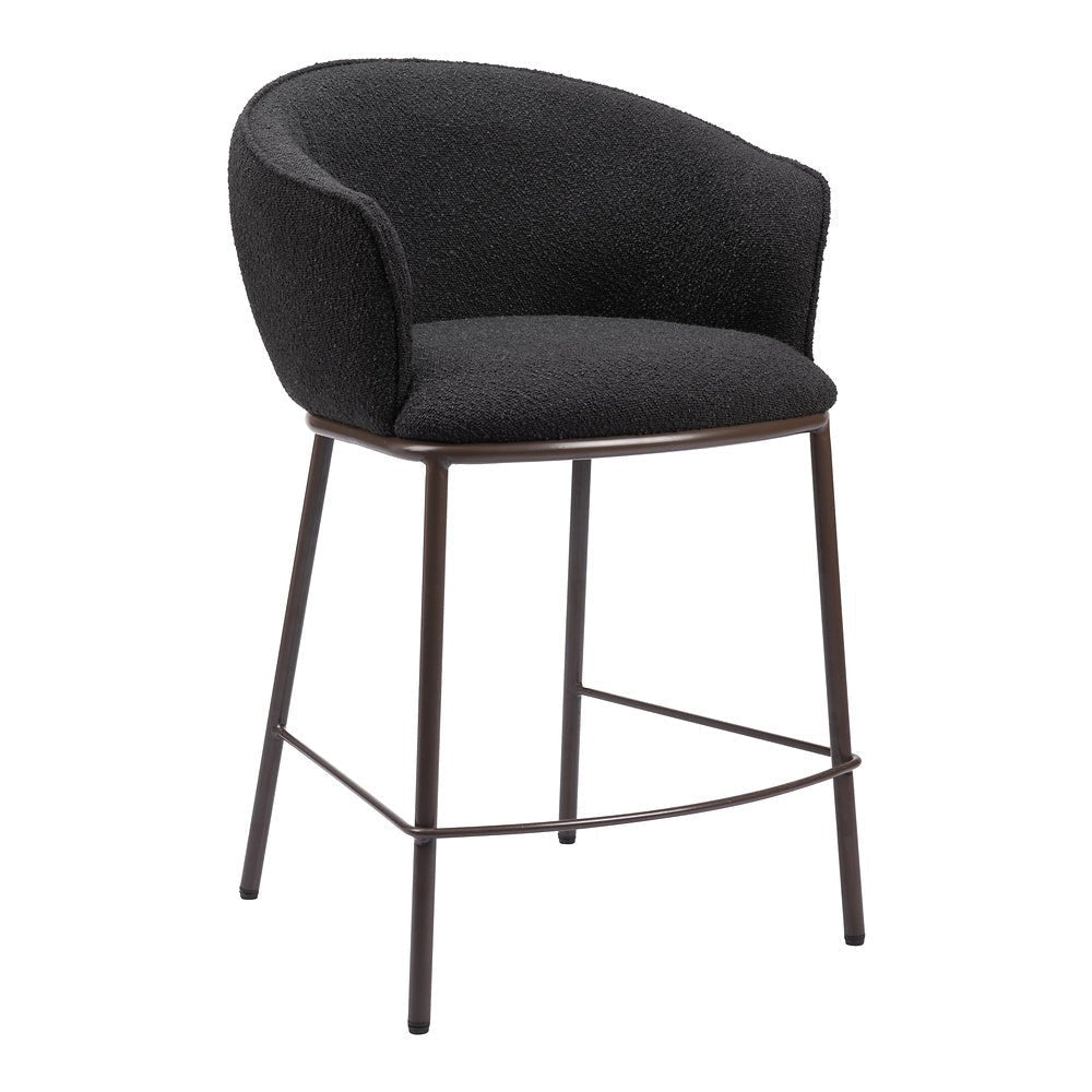 Banco Mostrador para Cantina - ZUO ESSEN - Varios Colores - Asiento y Respaldo Tapizados en Tejido Texturizado - 109809 - Zuo - NOGAL BEAT - Banco Comercial