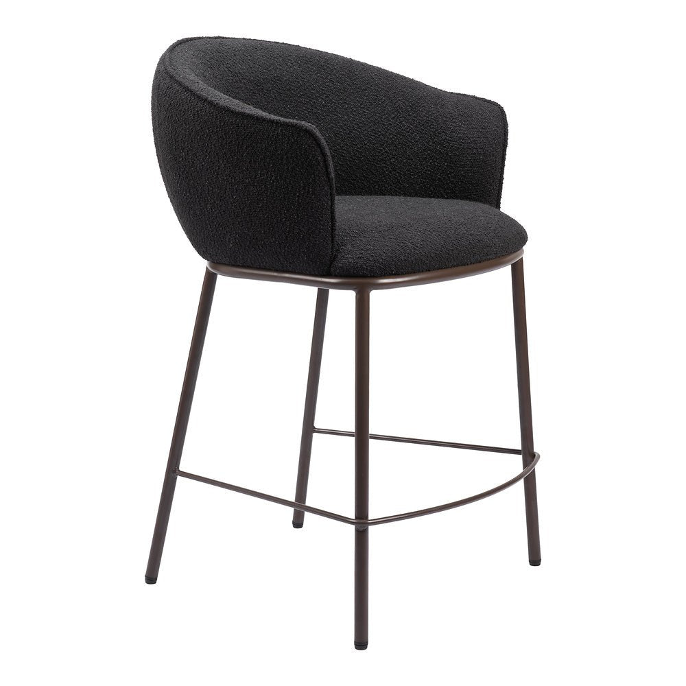 Banco Mostrador para Cantina - ZUO ESSEN - Varios Colores - Asiento y Respaldo Tapizados en Tejido Texturizado - 109809 - Zuo - NOGAL BEAT - Banco Comercial