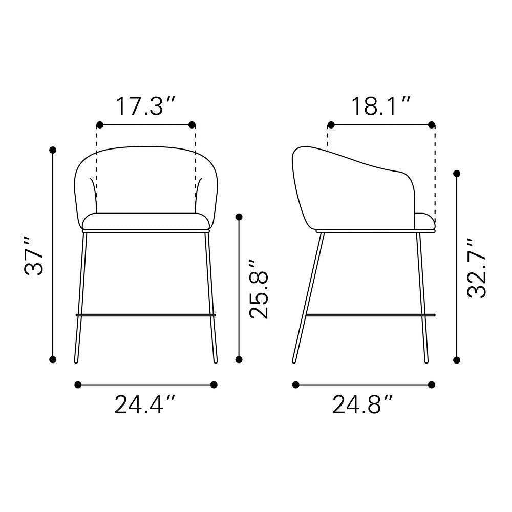 Banco Mostrador para Cantina - ZUO ESSEN - Varios Colores - Asiento y Respaldo Tapizados en Tejido Texturizado - 109807 - Zuo - NOGAL BEAT - Banco Comercial