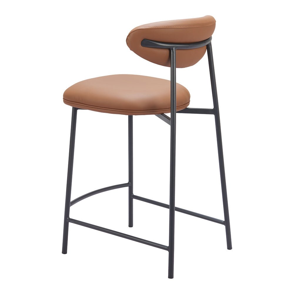 Banco Mostrador para Cantina - ZUO RORUN - Café - Asiento y Respaldo Tapizados en Piel Sintética - 110337 - Zuo - NOGAL BEAT - Banco Comercial