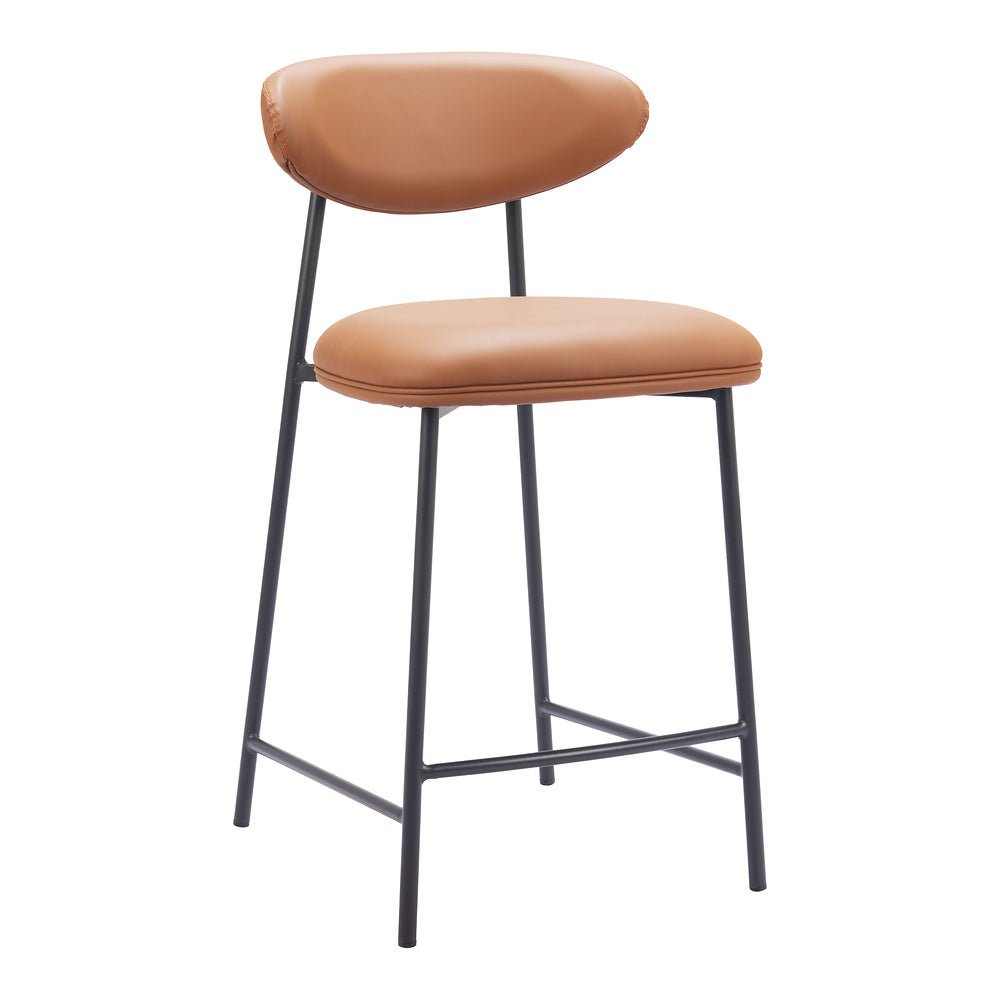 Banco Mostrador para Cantina - ZUO RORUN - Café - Asiento y Respaldo Tapizados en Piel Sintética - 110337 - Zuo - NOGAL BEAT - Banco Comercial