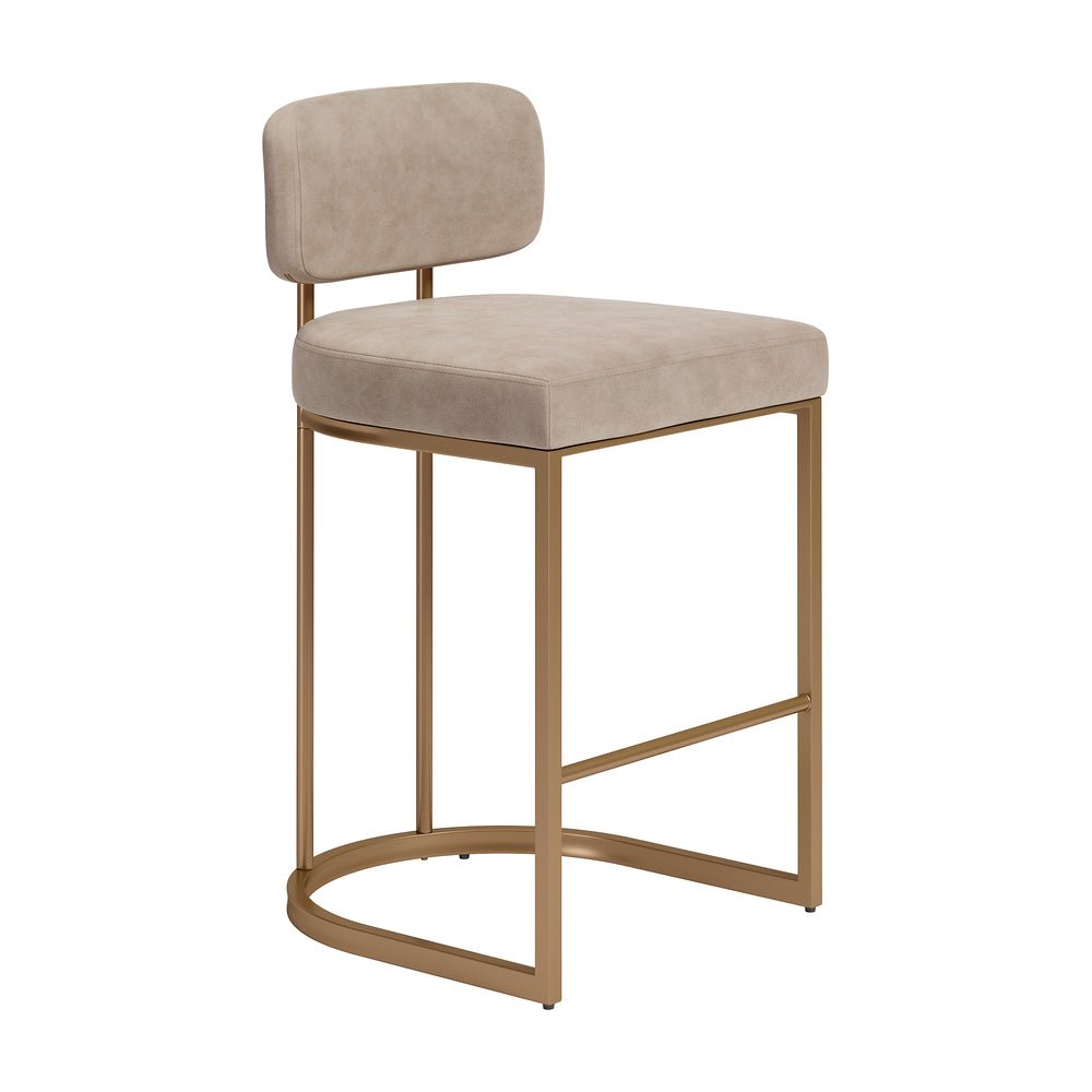 Banco Mostrador para Cantina - ZUO VELAR 47x51 110850 - Varios Colores - Asiento y Respaldo Tapizados en Piel Sintética - 110850 - Zuo - NOGAL BEAT - Banco Comercial