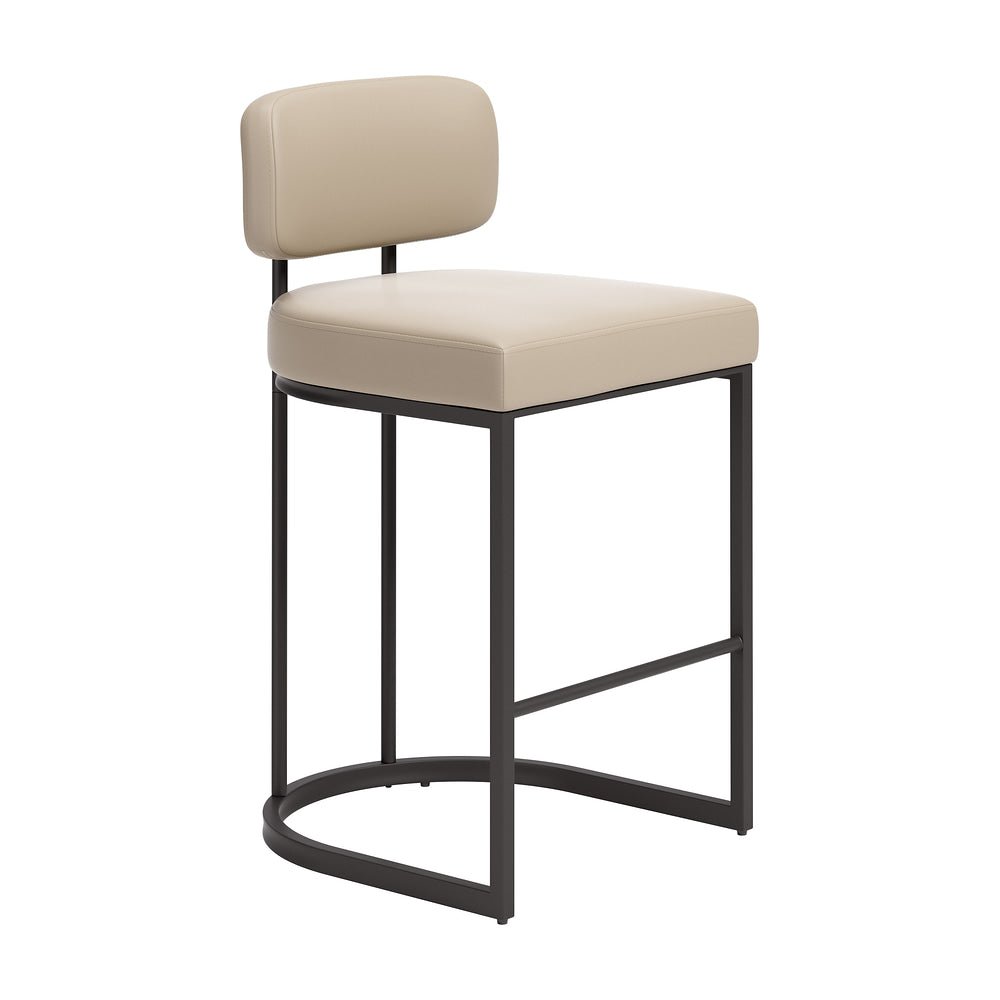 Banco Mostrador para Cantina - ZUO VELAR 47x51 111183 - Varios Colores - Asiento y Respaldo Tapizados en Piel Sintética - 111183 - Zuo - NOGAL BEAT - Banco Comercial