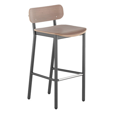 Banco Mostrador para Comedor de Empresa - GEBESA GRC FERDINAND - Estructura de Acero y Asiento Tapizado - GGFR300 - GEBESA - NOGAL BEAT - Banco Comercial