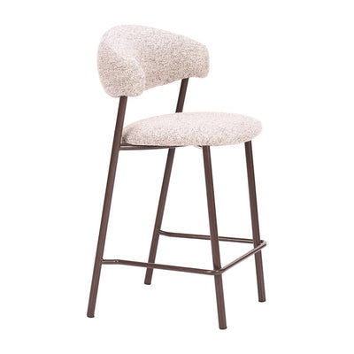 Banco Mostrador para Comedor de Empresa - ZUO SEVILLE - Beige Nube - Asiento y Respaldo Tapizados en Tela Tipo Borrego - 110922 - Zuo - NOGAL BEAT - Banco Comercial
