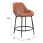 Banco Mostrador para Comedor de Empresa - ZUO VILA - Café - Asiento y Respaldo Tapizados en Piel Sintética - 109952 - Zuo - NOGAL BEAT - Banco Comercial
