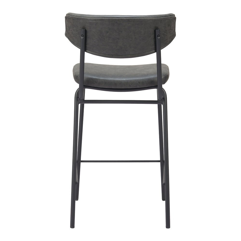 Banco Mostrador para Pub - ZUO CHARON - Varios Colores - Asiento y Respaldo Tapizados en Piel Sintética - 110263 - Zuo - NOGAL BEAT - Banco Comercial