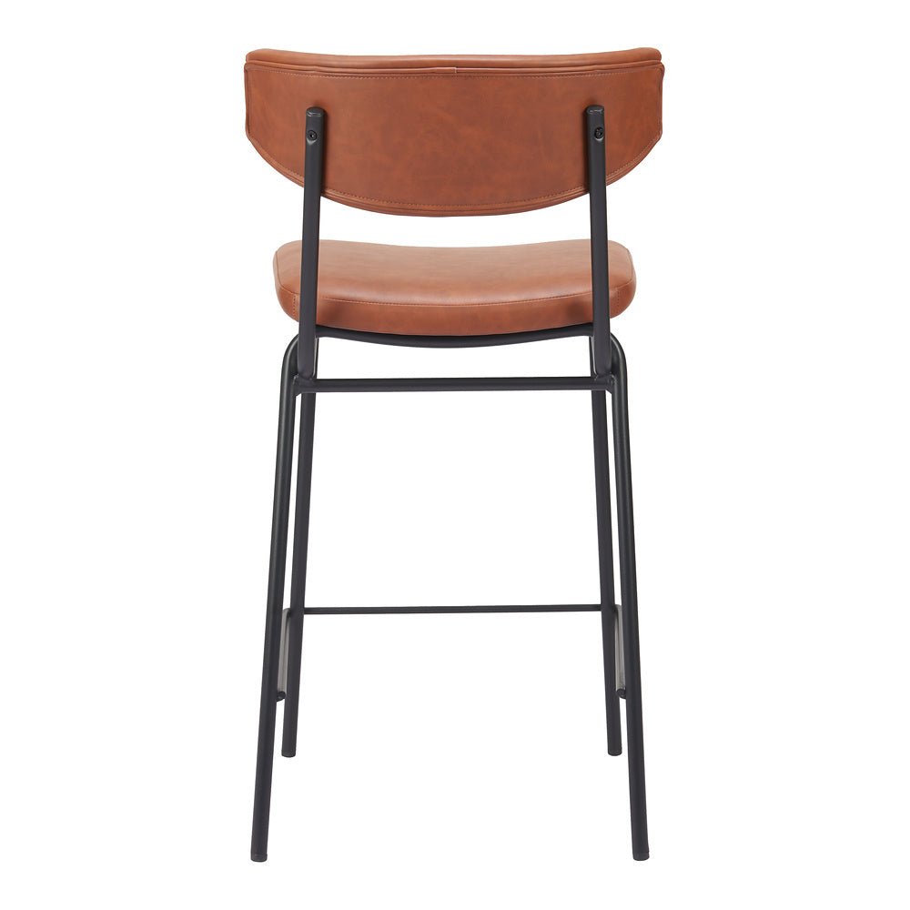 Banco Mostrador para Pub - ZUO CHARON - Varios Colores - Asiento y Respaldo Tapizados en Piel Sintética - 110262 - Zuo - NOGAL BEAT - Banco Comercial