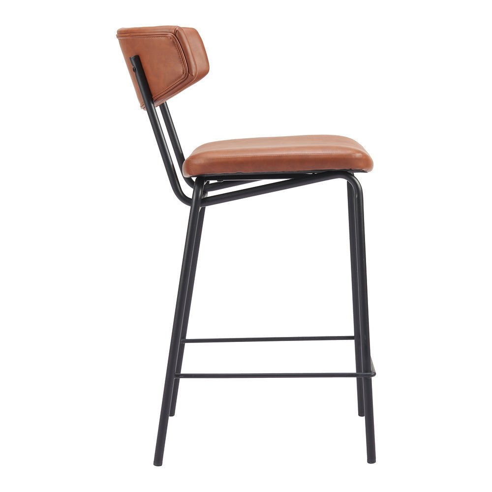 Banco Mostrador para Pub - ZUO CHARON - Varios Colores - Asiento y Respaldo Tapizados en Piel Sintética - 110262 - Zuo - NOGAL BEAT - Banco Comercial