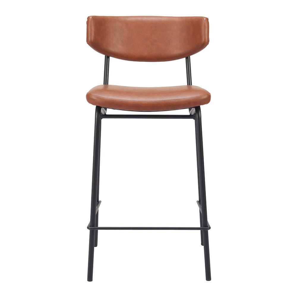 Banco Mostrador para Pub - ZUO CHARON - Varios Colores - Asiento y Respaldo Tapizados en Piel Sintética - 110262 - Zuo - NOGAL BEAT - Banco Comercial