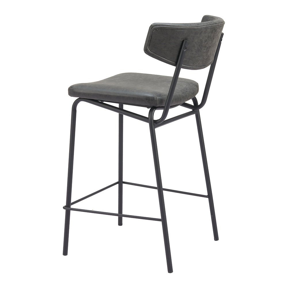 Banco Mostrador para Pub - ZUO CHARON - Varios Colores - Asiento y Respaldo Tapizados en Piel Sintética - 110263 - Zuo - NOGAL BEAT - Banco Comercial