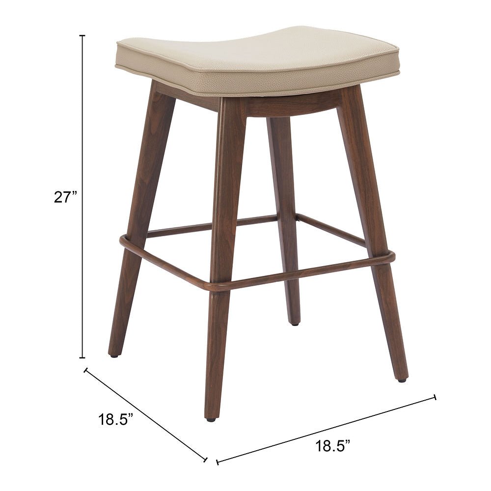 Banco Mostrador para Restaurante - ZUO DIVAT - Varios Colores - Asiento y Respaldo Tapizados en Piel Sintética - 110331 - Zuo - NOGAL BEAT - Banco Comercial