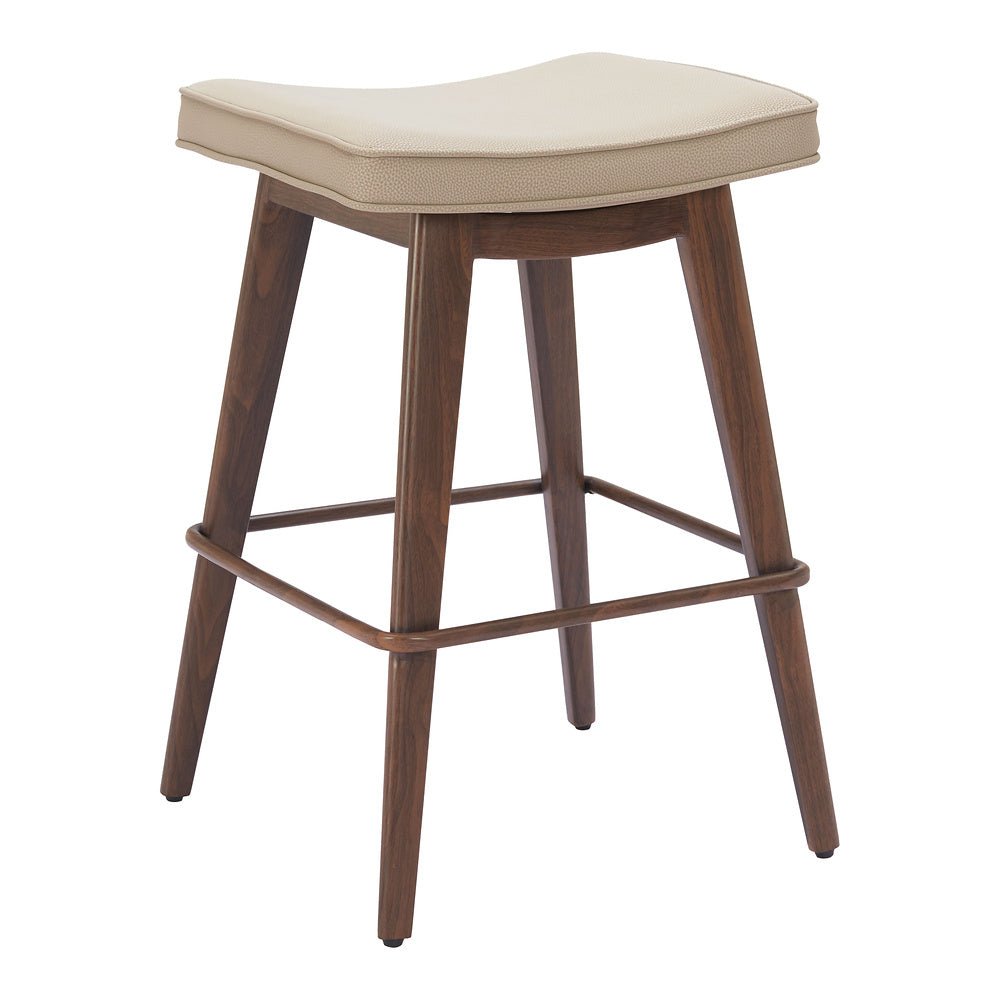 Banco Mostrador para Restaurante - ZUO DIVAT - Varios Colores - Asiento y Respaldo Tapizados en Piel Sintética - 110331 - Zuo - NOGAL BEAT - Banco Comercial