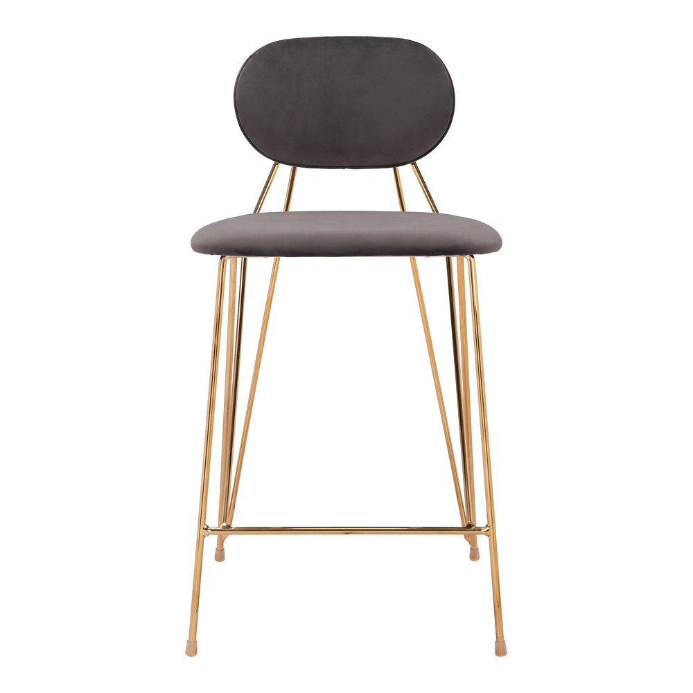 Banco Mostrador para Restaurante - ZUO GEORGES - Varios Colores - Asiento y Respaldo Tapizados en Tela Tipo Terciopelo - 109662 - Zuo - NOGAL BEAT - Banco Comercial